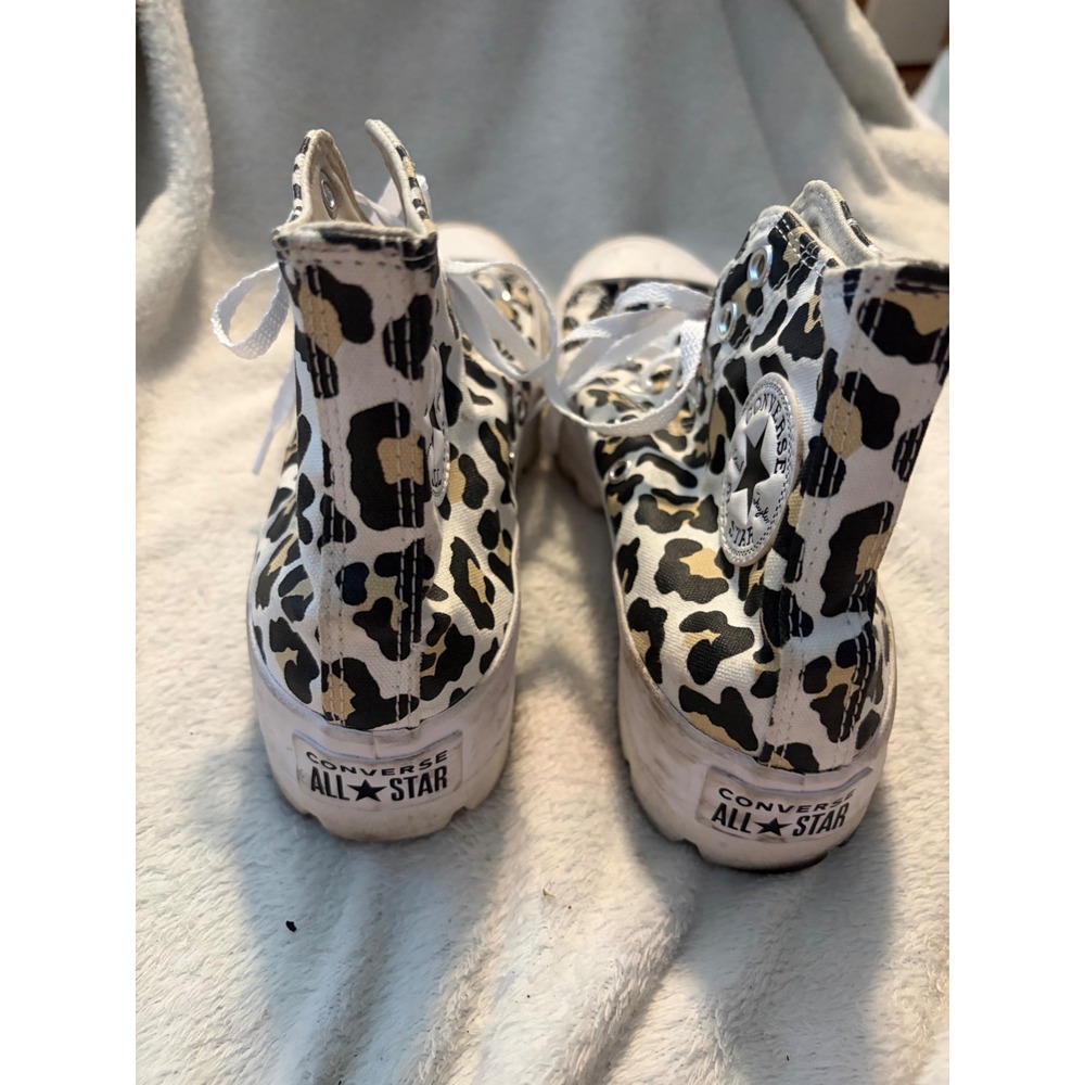 Converse Lugged High Top Leopard Print Sneakers Tan Black White Platform Size 8 - Picture 12 of 13